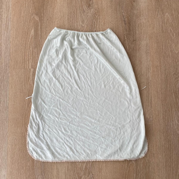 Vintage Mint Blue And Lace Slip Skirt with Lace Accents - Picture 3 of 4